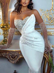 Luxury Satin/Sequined Wedding Dress with Detachable Trumpet/Mermaid Sweetheart Silhouette