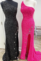 Mermaid Black Prom Dress Stars Sequined Evening Dress