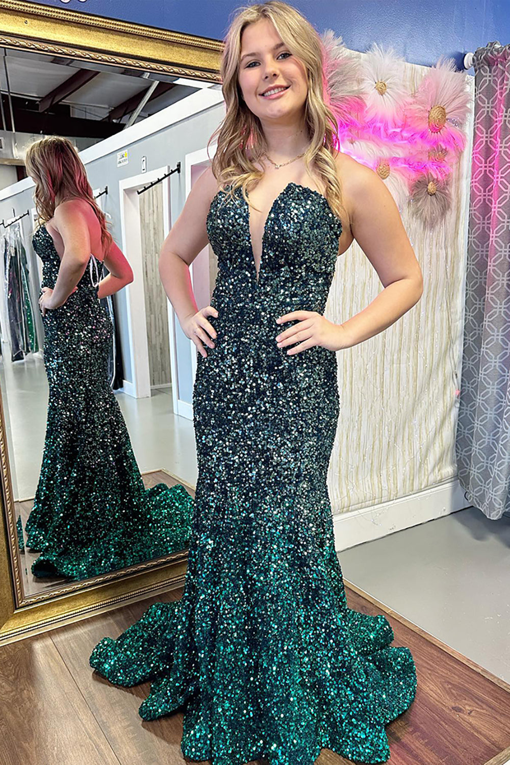 Mermaid Dark Green Prom Dress Sweetheart Long Formal Dress