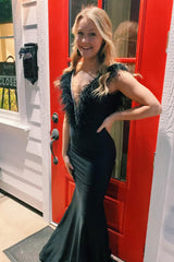 Mermaid Grey Deep V Neck Beaded Prom Dress with Feathers