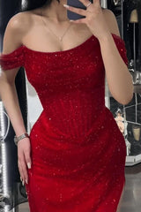 Mermaid Prom Dress Sequined Off the Shoulder Formal Dress