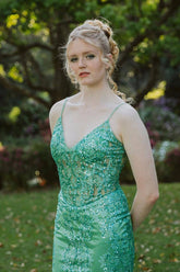 Mermaid Prom Dress Green Long Evening Dress With Slit