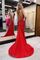 Mermaid Prom Dress In Glitter Fabric With Open Back And Beaded Corset Bodice Formal Evening Gown