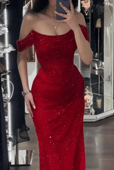 Mermaid Prom Dress Sequined Off the Shoulder Formal Dress