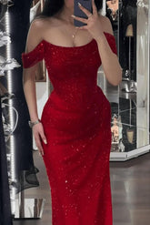Mermaid Prom Dress Sequined Off the Shoulder Formal Dress