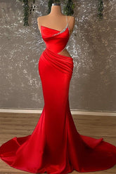 Mermaid Prom Dress Sleeveless One Shoulder Beaded Formal Dress