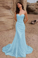 Mermaid Prom Dress Sleeveless Sweetheart Beaded Formal Dress