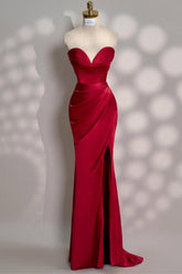 Mermaid Prom Dress Sleeveless Sweetheart Satin Formal Dress