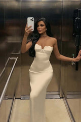 Mermaid Satin Prom Dress Sleeveless Sweetheart Formal Dress