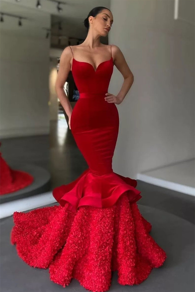 Mermaid Spaghetti Straps Sweetheart Floor Length Sleeveless Prom Dress