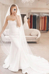 Mermaid Sweetheart Wedding Dress with Ruffle Simple