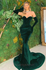 Mermaid Velvet Formal Dress Black Sweetheart Christmas Party Dress