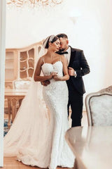 Mermaid Wedding Dress Spaghetti Straps Lace Sleeveless Bridal Gown