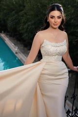 Mermaid Wedding Dress Strapless Sequined Bridal Gown With Pearls