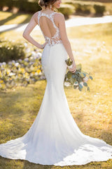 Mermaid Wedding Dress with Lace and Back Hole
