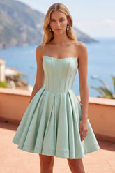 Mint Green Strapless Corset A-Line Short Homecoming Dress