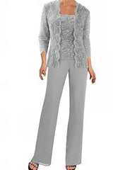 Mint Green Mother of the Bride Pantsuit 3/4 Sleeve Wedding Guest Pantsuit