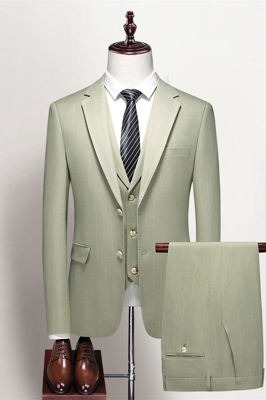 Modern Sage Green 3 Piece Notched Lapel Prom Suit for Men