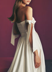 Modern Sexy Satin Off The Shoulder A Line Wedding Dress