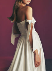 Modern Sexy Satin Off The Shoulder A Line Wedding Dress