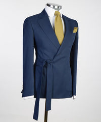 Navy Blue Two Piece Notched Lapel Prom Suit