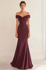 Navy Prom Dress Satin Long Off The Shoulder Mermaid Ruched Formal Dress