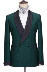 New Arrival Dark Green Wedding Suit with Black Shawl Lapel