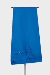 Ocean Blue Peaked Lapel 3 Piece Wedding Men Suit