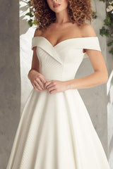 Off Shoulder Ball Gown Wedding Dress Satin
