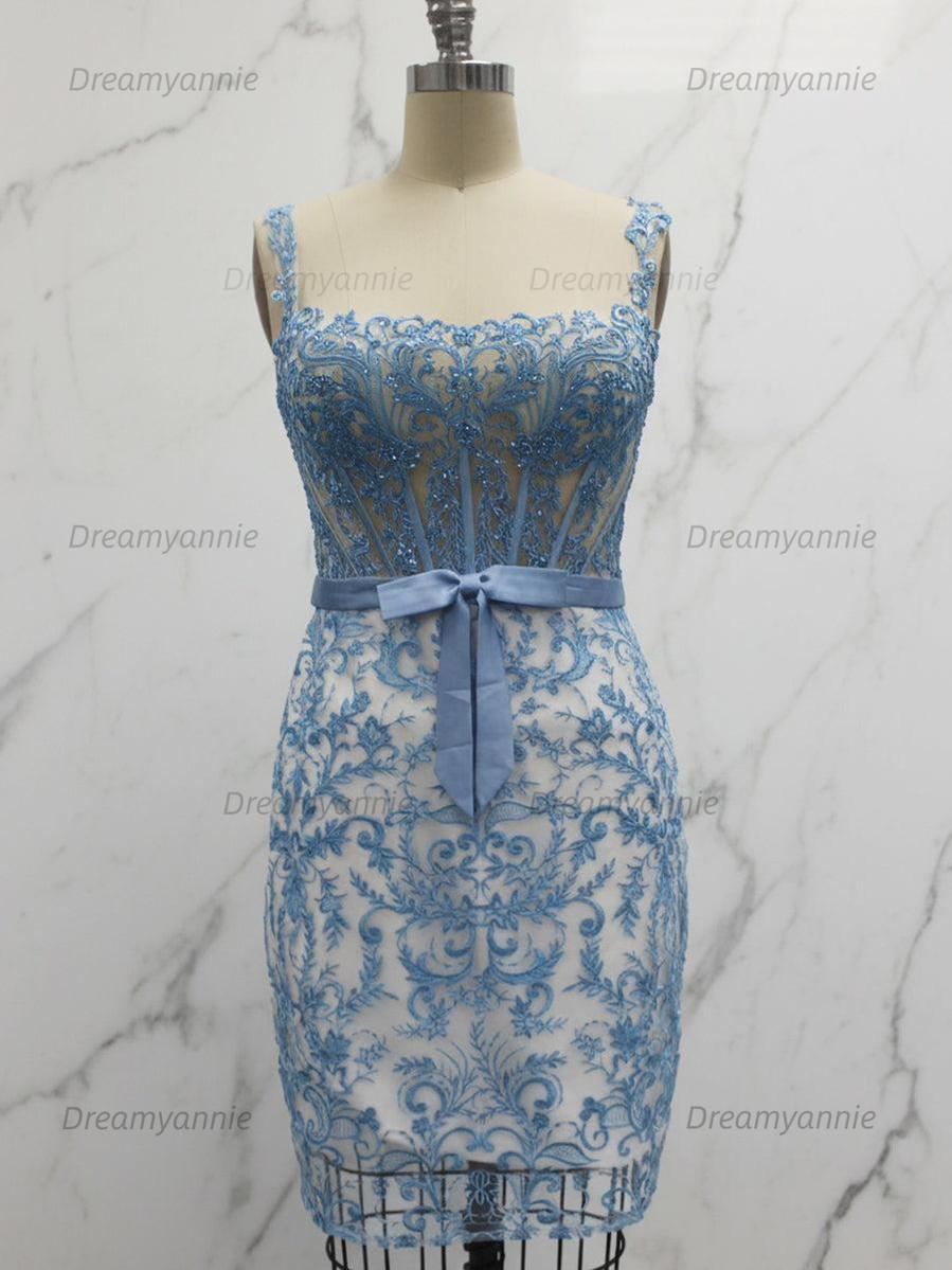 Off-Shoulder Lace Bodycon Homecoming Dress with Bow
