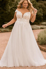 Off The Shoulder A Line Beach Wedding Dress