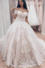 Off The Shoulder Ball Gown Lace Wedding Dress