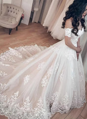 Off The Shoulder Ball Gown Lace Wedding Dress