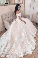 Off The Shoulder Ball Gown Lace Wedding Dress