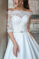 Off The Shoulder Ball Gown Wedding Dress With Sleeves