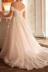 Off The Shoulder Lace/Tulle Wedding Dress for Plus Size