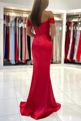 Off The Shoulder Simple Bridesmaid Dress With Split Front