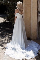 Off The Shoulder Sleeveless Organza Wedding Dress