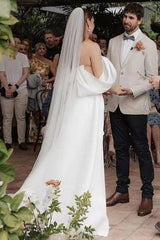 Off The Shoulder Wedding Dress With Detachable Train