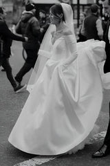 Off The Shoulder Wedding Dress with Elegant Ball Gown Long Sleeves