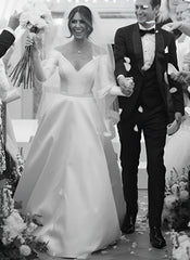 Off The Shoulder Wedding Dress with Elegant Ball Gown Long Sleeves