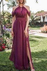 Off the Shoulder A Line Bridesmaid Dress With Open Back Chiffon