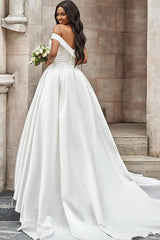 Off the Shoulder A Line Wedding Dress