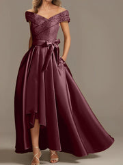 Off the Shoulder Asymmetrical A Line Mother of the Bride Dresses with Ruffles