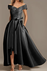 Off the Shoulder Asymmetrical A Line Mother of the Bride Dresses with Ruffles