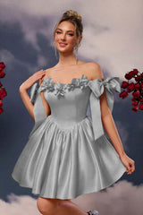 Off the Shoulder Homecoming Dress Sleeveless Short A Line Cocktail Dress With Pleated