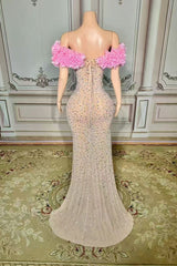 Off the Shoulder Mermaid Prom Dress Beaded Evening Dress