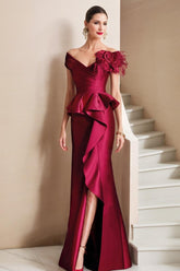 Off the Shoulder Mermaid Trumpet Mother of the Bride Dresses Featuring a High Split