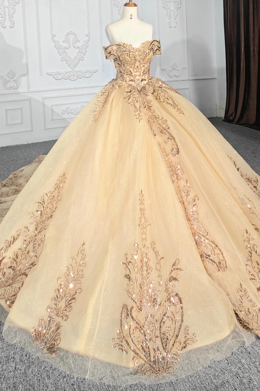 Off the Shoulder Quinceanera Ball Gown Sweet 16 Dress with Appliques and Beadings