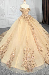 Off the Shoulder Quinceanera Ball Gown Sweet 16 Dress with Appliques and Beadings